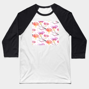 Sakura fan pattern Baseball T-Shirt